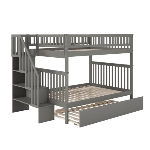 Three Posts™ Baby & Kids Shyann Heavy Duty Wood Staircase Bunk Bed with
